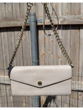 Michael Kors Leather Wallet/Clutch Envelope Crossbody Cream/Off White Gold